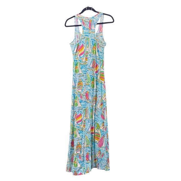 Lilly Pulitzer Women Treena You Gotta Regatta Sailboats Maxi Tank Dress Size S - Picture 2 of 7